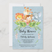 Oerwoud Baby Dieren Jongens Baby shower Uitnodigin Kaart (Voorkant)