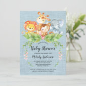 Oerwoud Baby Dieren Jongens Baby shower Uitnodigin Kaart (Staand voorkant)