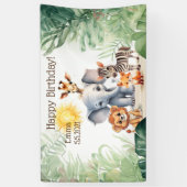 Oerwoud baby dieren kinderen verjaardagsfeestje te spandoek (Verticaal)