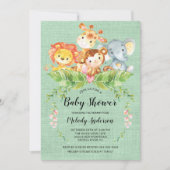 Oerwoud Baby Dieren Neutraal Baby shower Uitnodigi Kaart (Voorkant)