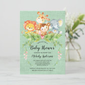 Oerwoud Baby Dieren Neutraal Baby shower Uitnodigi Kaart (Staand voorkant)