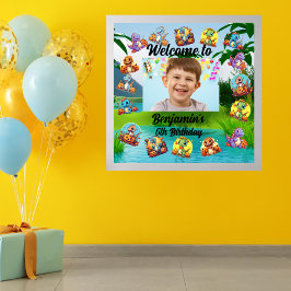 Oerwoud Baby Dinosaur Thema Kids Verjaardagsfeest Poster
