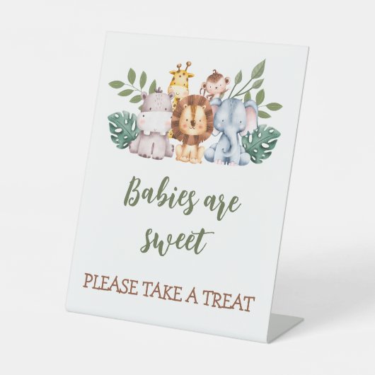 Oerwoud Baby Elephant Baby shower Favors Sign Reclamebord Met Voetstuk (Voorkant)