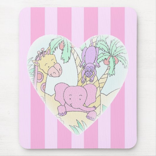 Oerwoud Baby Harde 2 mousepad - met roze strepen Muismat (Voorkant)