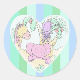 Oerwoud Baby Heart Blessings - jongen Groot Ronde Sticker