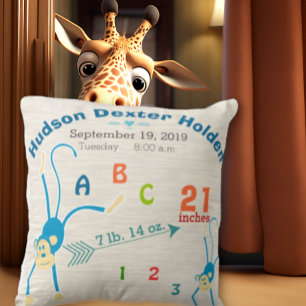 Oerwoud Baby Jongen Kinderkamer Geboorte Stat Monk Kussen