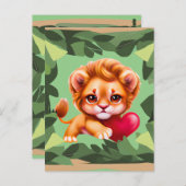 Oerwoud Baby Leeuw met een rood hart Briefkaart (Voorkant / Achterkant)