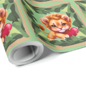 Oerwoud Baby Leeuw met een rood hart Cadeaupapier (Rol Hoek)