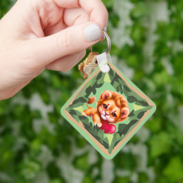 Oerwoud Baby Leeuw met een rood hart Sleutelhanger