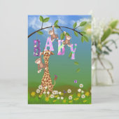 Oerwoud Baby Meisje Douche Kaart (Staand voorkant)