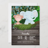 Oerwoud baby olifant aap wijngroen licht kaart (Voorkant)