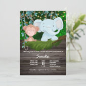 Oerwoud baby olifant aap wijngroen licht kaart (Staand voorkant)