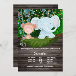 Oerwoud baby olifant aap wijngroen licht kaart