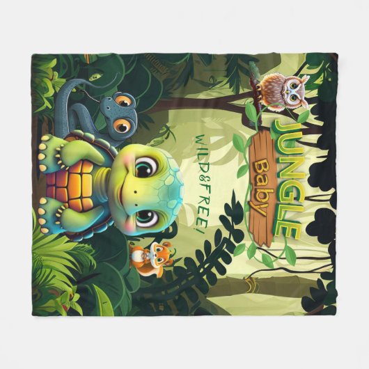 Oerwoud Baby schildpad, wilde & vrije schildpad di Fleece Deken (Voorkant (Horizontaal))