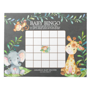 Oerwoud Baby shower Bingo Notitieblok van Chalkboa