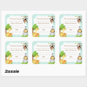 Oerwoud Baby shower Bookplate sticker blauw (Vel)