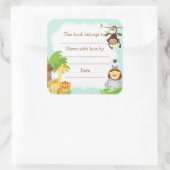 Oerwoud Baby shower Bookplate sticker blauw (Tas)