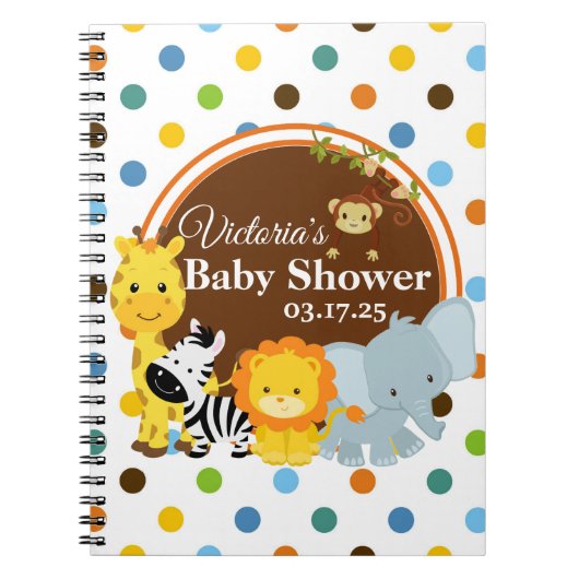 Oerwoud Baby shower Chevron Custom Guest Book Notitieboek (Voorkant)