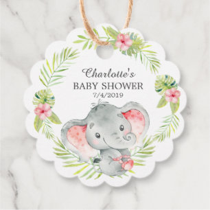 Oerwoud Baby shower Elephant Bedankjes Labels