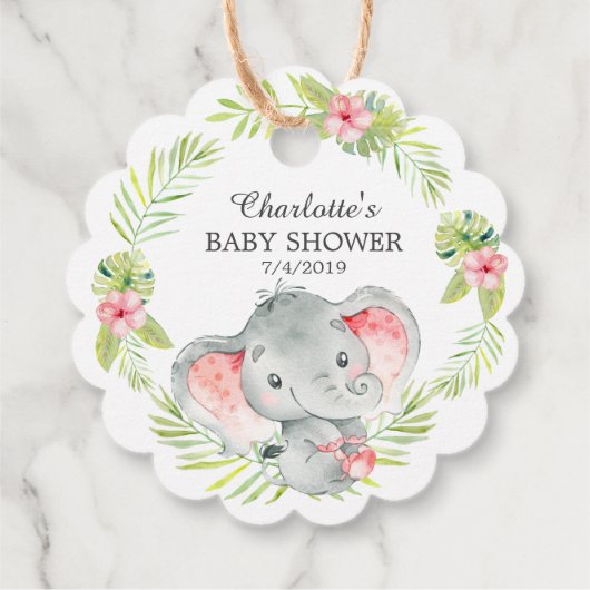 Oerwoud Baby shower Elephant Bedankjes Labels (Achterkant)