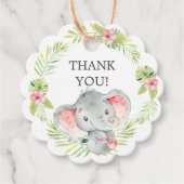 Oerwoud Baby shower Elephant Bedankjes Labels (Voorkant)