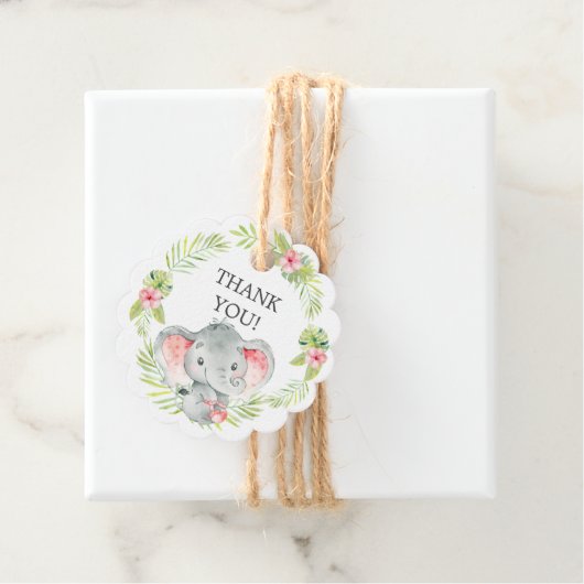 Oerwoud Baby shower Elephant Bedankjes Labels (In situ)