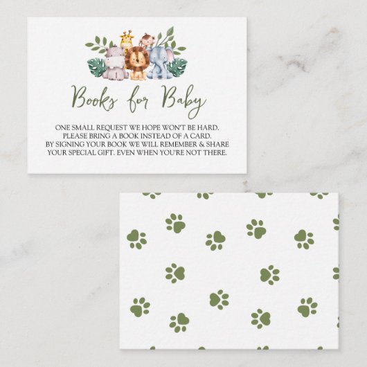 Oerwoud Baby shower Elephant Books for Baby Informatiekaartje (Voorkant / Achterkant)