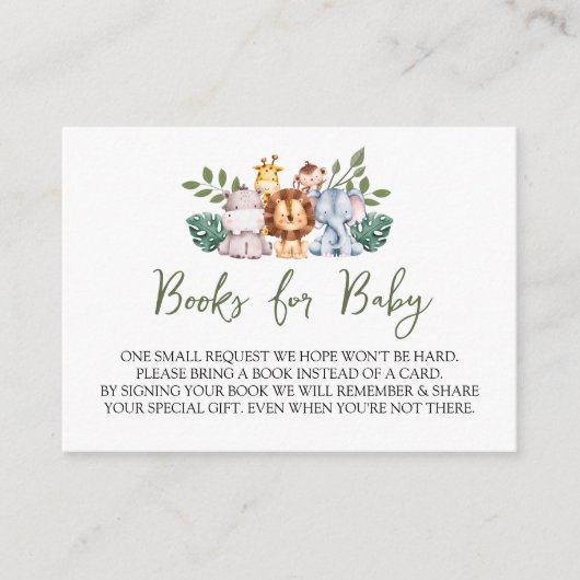 Oerwoud Baby shower Elephant Books for Baby Informatiekaartje (Voorkant)