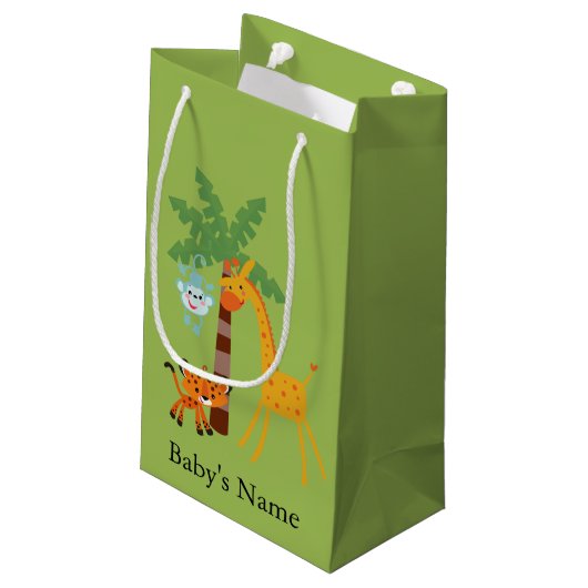 Oerwoud Baby shower Gift Bag Klein Cadeauzakje (Achterkant Gekanteld)