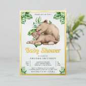 Oerwoud  Baby shower Gold Baby Folie Uitnodiging (Staand Voorkant)