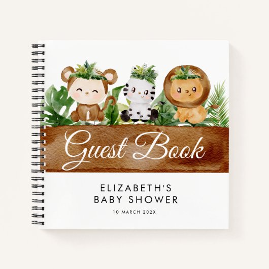 oerwoud baby shower guestbook notitieboek (Voorkant)