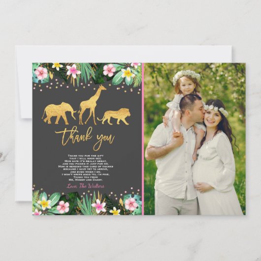 Oerwoud Baby shower Hartelijk dank Oerwoud! Bedankkaart (Voorkant)