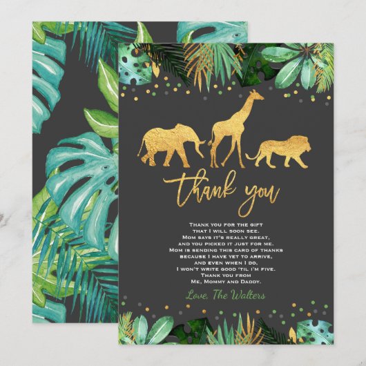 Oerwoud Baby shower Hartelijk dank Oerwoud! Bedankkaart (Voorkant / Achterkant)