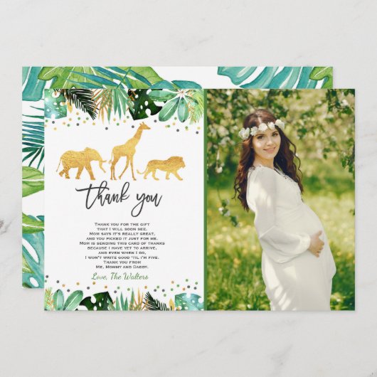 Oerwoud Baby shower Hartelijk dank Oerwoud! Bedankkaart (Voorkant / Achterkant)