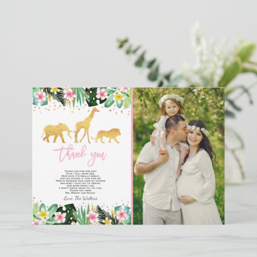 Oerwoud Baby shower Hartelijk dank Oerwoud! Bedankkaart (Staand voorkant)