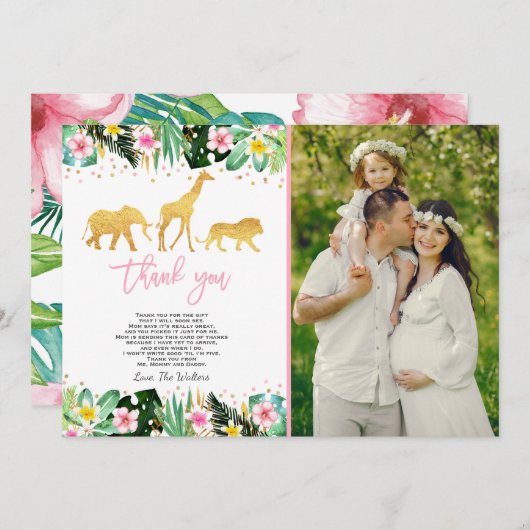 Oerwoud Baby shower Hartelijk dank Oerwoud! Bedankkaart (Voorkant / Achterkant)