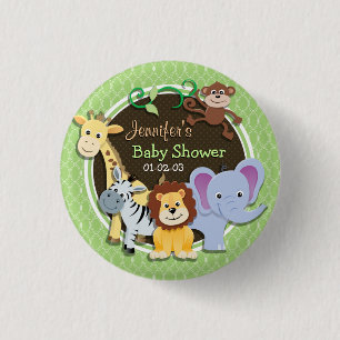 Oerwoud Baby shower; Heldergroene openingen Ronde Button 3,2 Cm