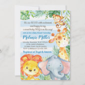 Oerwoud Baby shower Invitation, Boy Elephant Baby Kaart (Voorkant)