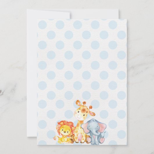 Oerwoud Baby shower Invitation, Boy Elephant Baby Kaart (Achterkant)