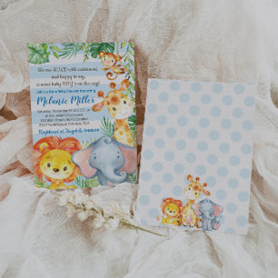 Oerwoud Baby shower Invitation, Boy Elephant Baby Kaart