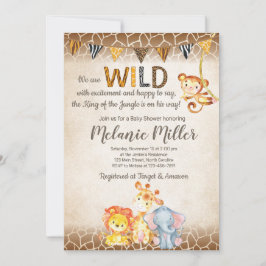Oerwoud Baby shower Invitation, Boy Elephant Baby Kaart