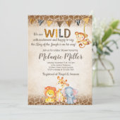 Oerwoud Baby shower Invitation, Boy Elephant Baby Kaart (Staand voorkant)