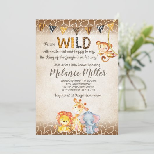 Oerwoud Baby shower Invitation, Boy Elephant Baby Kaart (Staand voorkant)