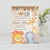 Oerwoud Baby shower Invitation, Boy Elephant Baby Kaart (Staand voorkant)
