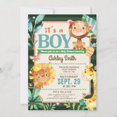 Oerwoud Baby shower Invitation Boy Kaart (Voorkant)