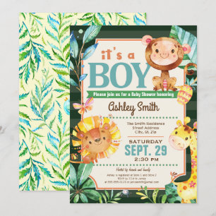 Oerwoud Baby shower Invitation Boy Kaart