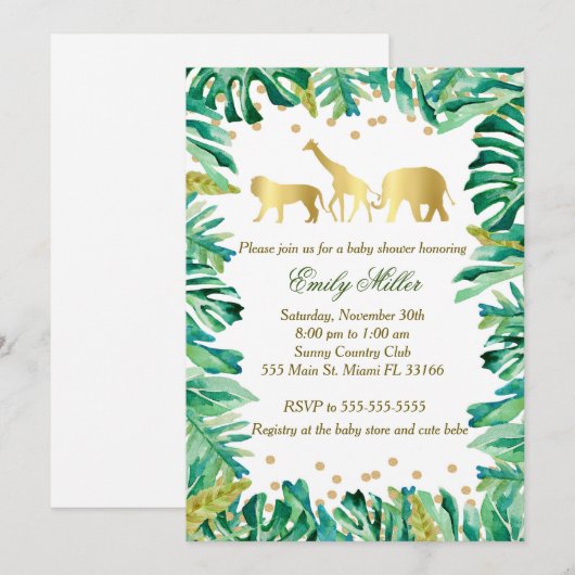 Oerwoud Baby shower Kaart (Voorkant / Achterkant)