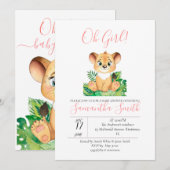 Oerwoud Baby shower leeuw Uitnodiging (Voorkant / Achterkant)