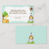 Oerwoud Baby shower Luier Raffle ticket blauw Informatiekaartje (Voorkant / Achterkant)