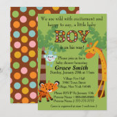 Oerwoud Baby shower Nodig "Boy" uit Kaart (Voorkant / Achterkant)